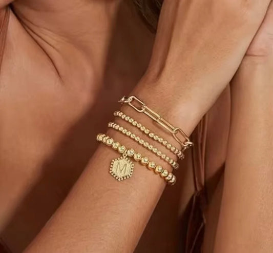 Classic Beaded Initial Bracelet